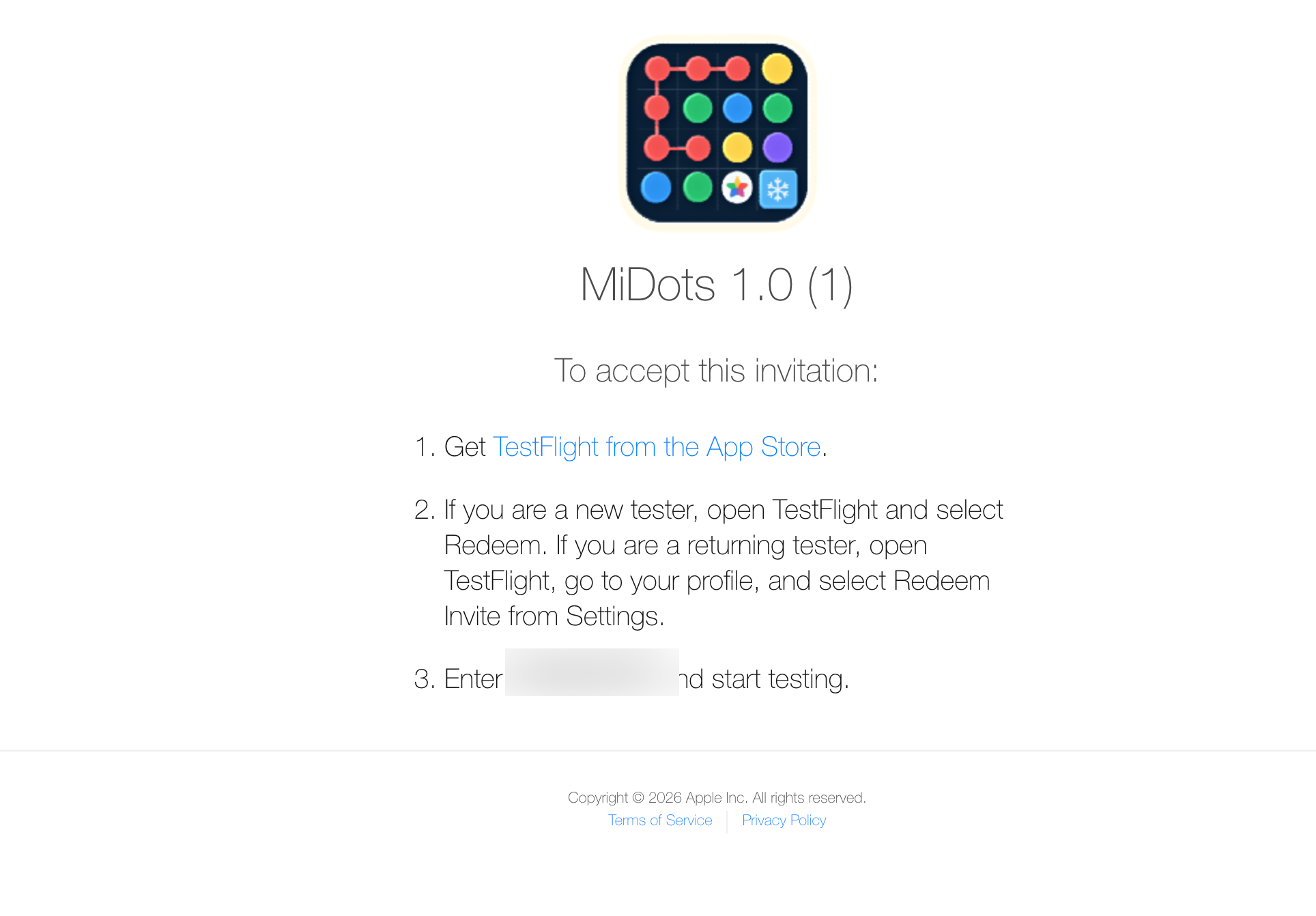 TestFlight invitation page